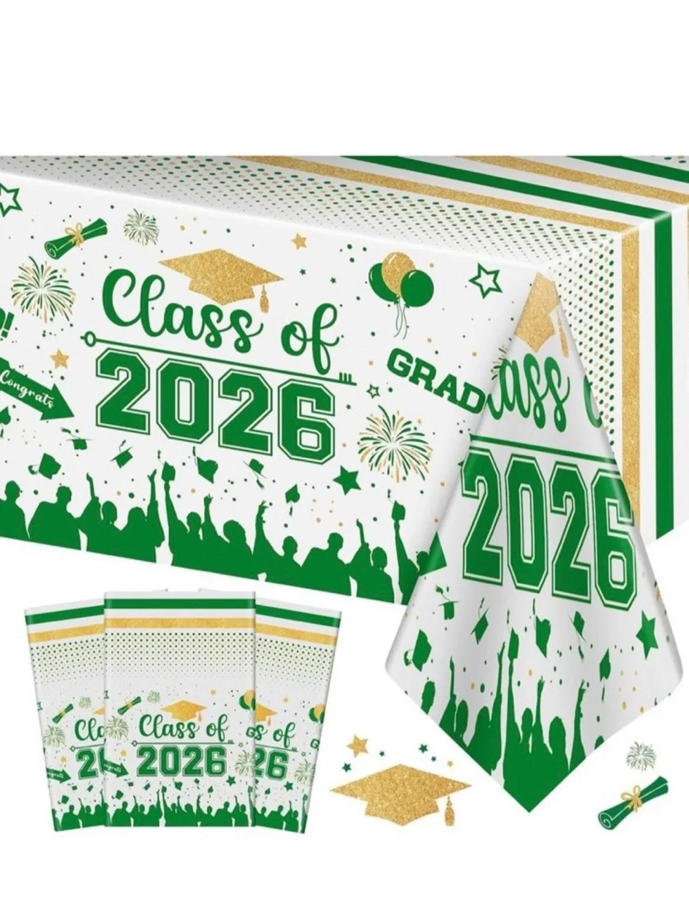 Class of 2026 Graduation Tablecloth .  Price for 9 packs = 27 tablecloths